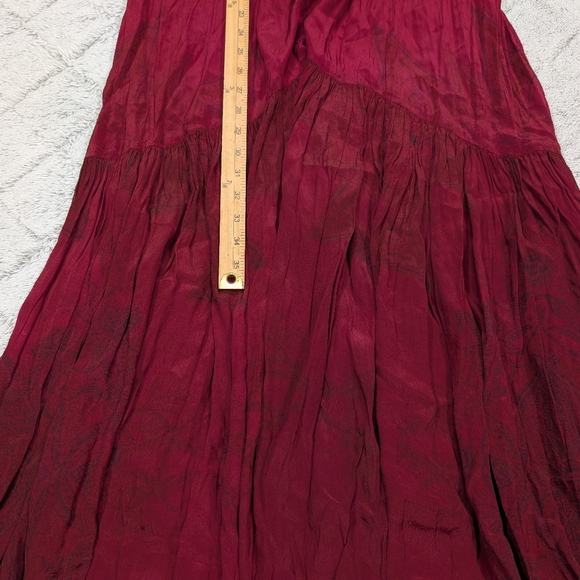 Free People Dress Womens S Red Maroon Sundance Patchwork Maxi Romantic Velvet - Picture 7 of 12